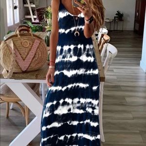 Noracora full length blue/white tie dyed summer dress